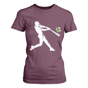 St Patricks Day Baseball Batter T Shirt For Women Irish Sports Gift TS12 Maroon Print Your Wear