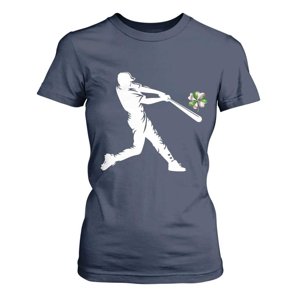 St Patricks Day Baseball Batter T Shirt For Women Irish Sports Gift TS12 Navy Print Your Wear