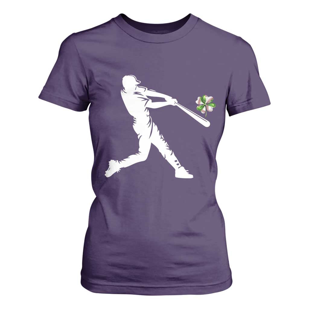 St Patricks Day Baseball Batter T Shirt For Women Irish Sports Gift TS12 Purple Print Your Wear