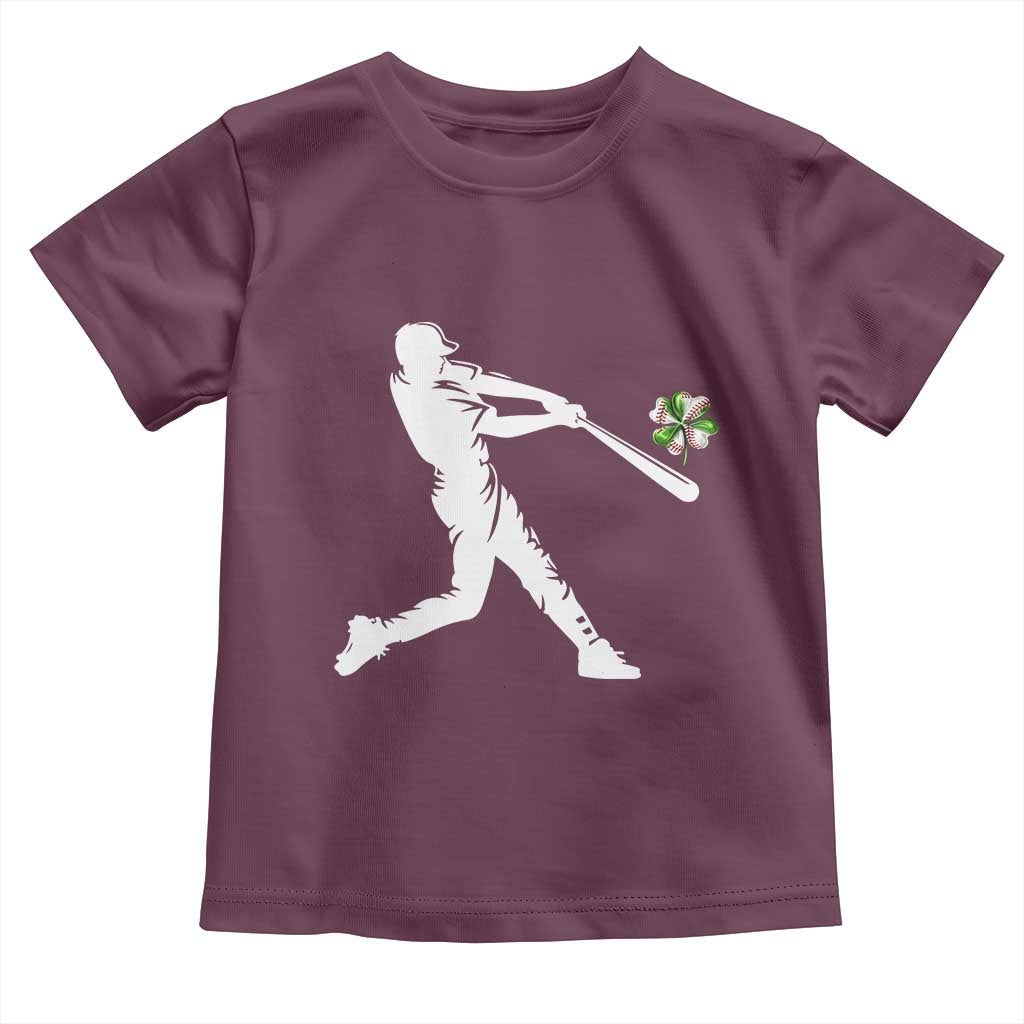 St Patricks Day Baseball Batter Toddler T Shirt Irish Sports Gift TS12 Maroon Print Your Wear