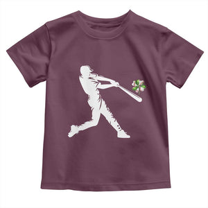 St Patricks Day Baseball Batter Toddler T Shirt Irish Sports Gift TS12 Maroon Print Your Wear