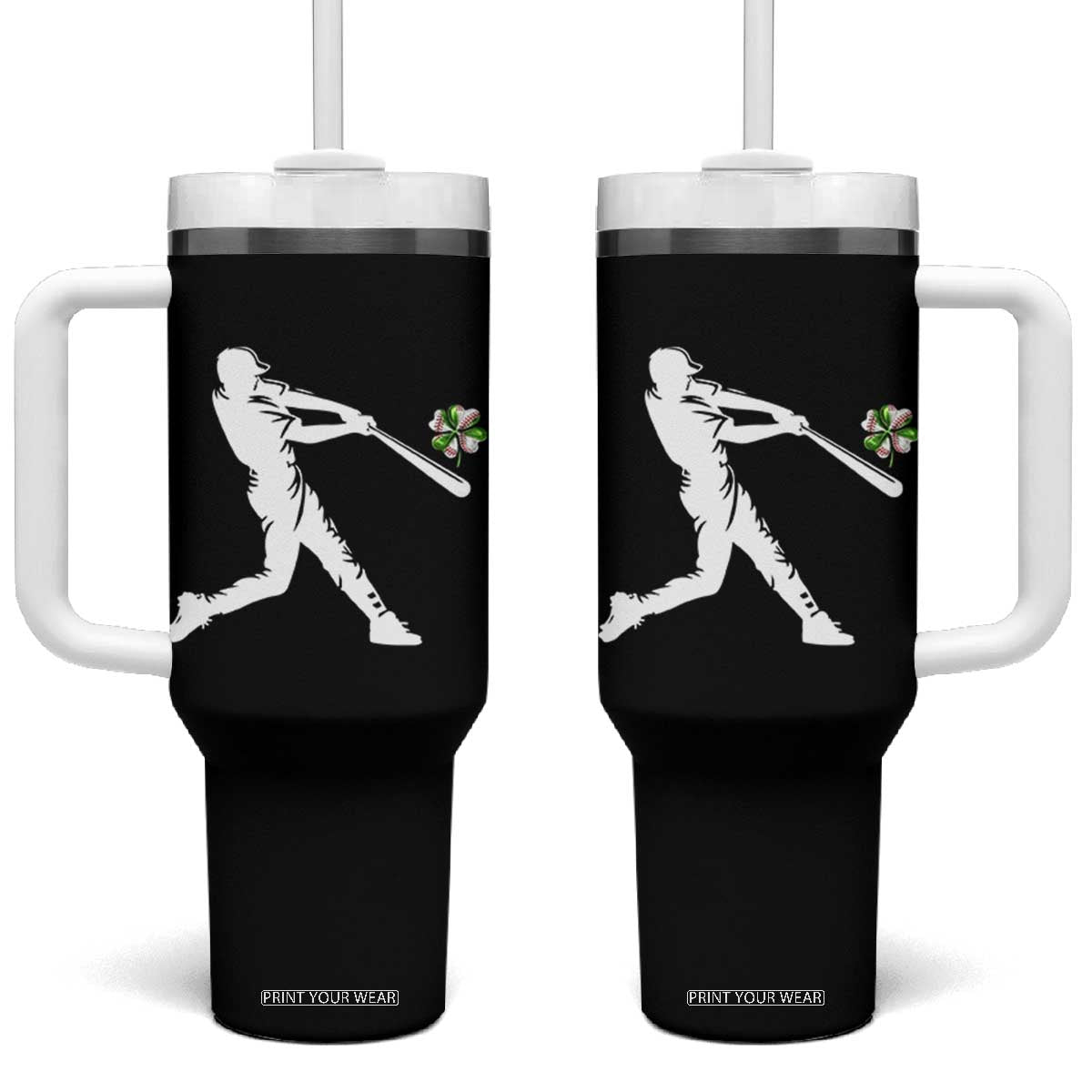 St Patricks Day Baseball Batter Tumbler With Handle Irish Sports Gift TS12 One Size: 40 oz Black Print Your Wear