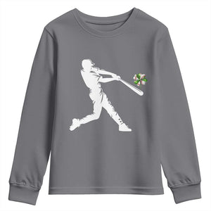 St Patricks Day Baseball Batter Youth Sweatshirt Irish Sports Gift TS12 Charcoal Print Your Wear