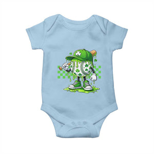 St Patricks Day Shamrock Baseball Player Gift Baby Onesie TS12 Light Blue Print Your Wear