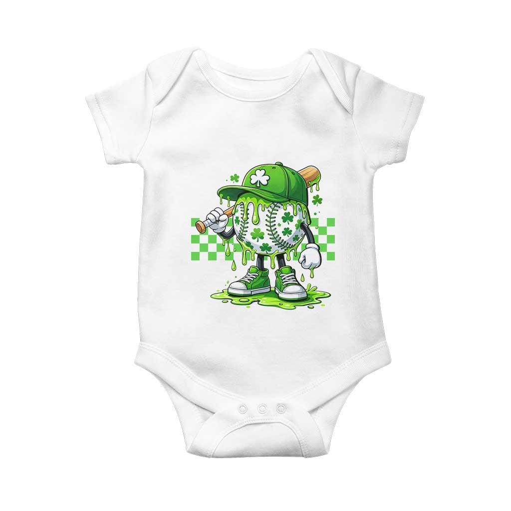 St Patricks Day Shamrock Baseball Player Gift Baby Onesie TS12 White Print Your Wear
