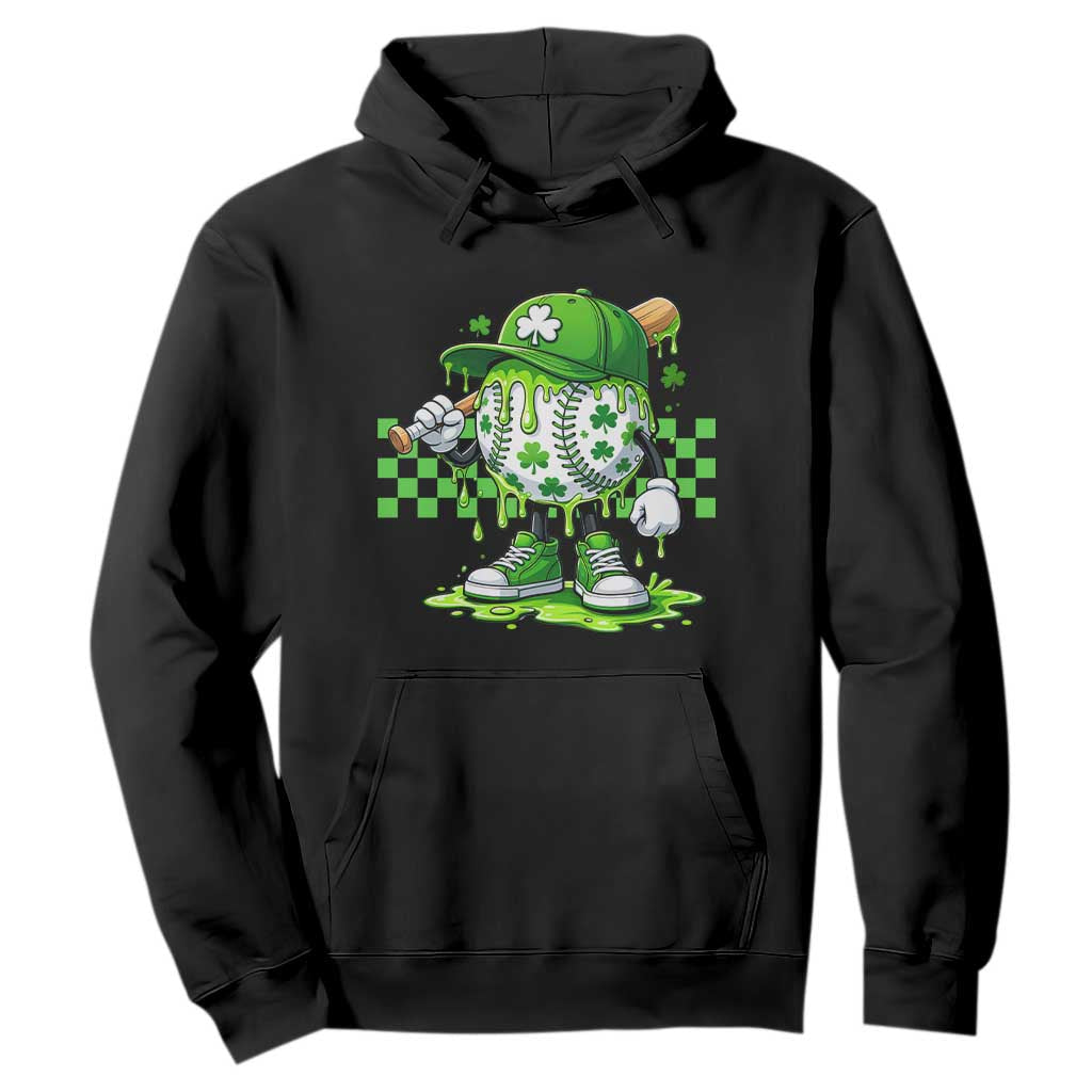 St Patricks Day Shamrock Baseball Player Gift Hoodie TS12 Black Print Your Wear