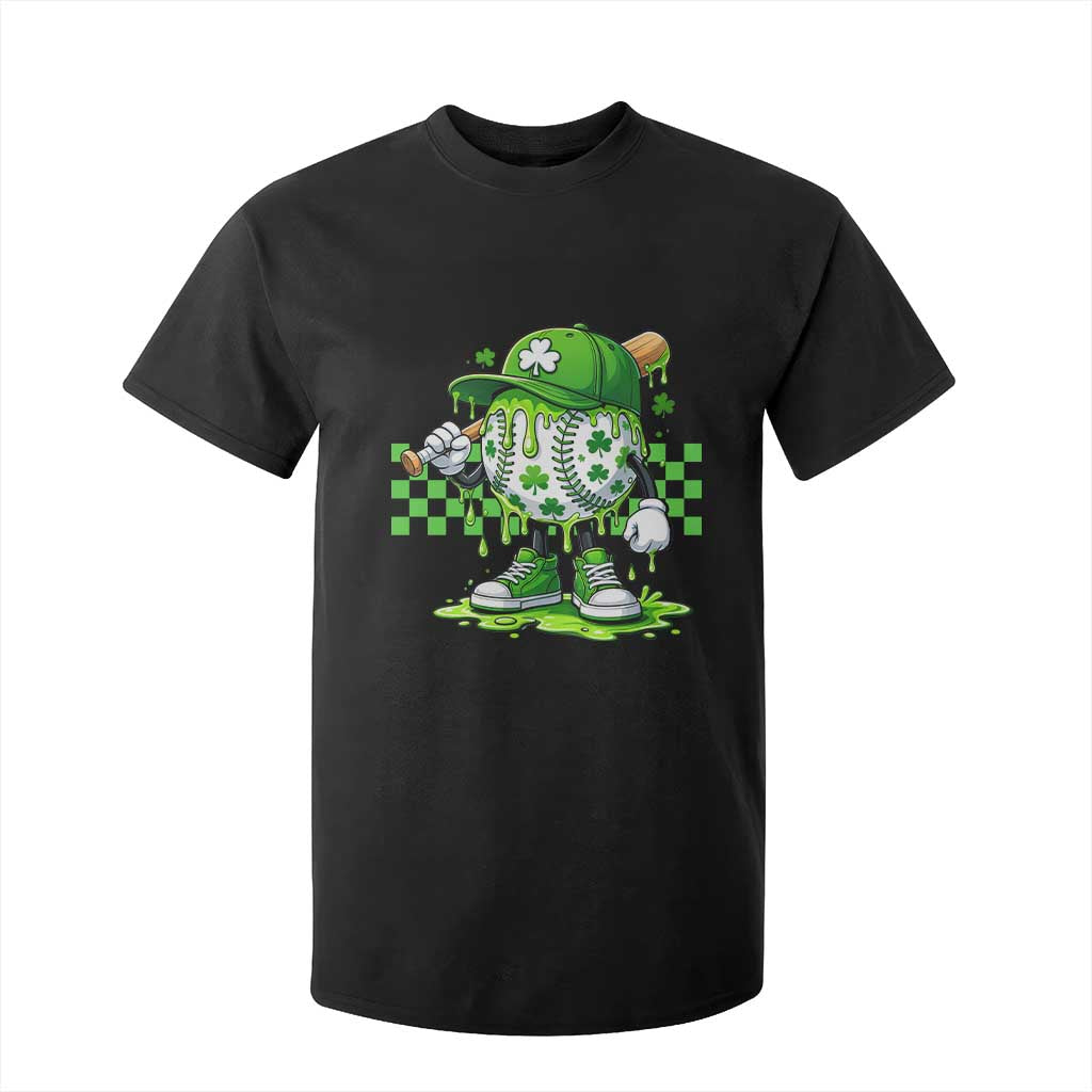 St Patricks Day Shamrock Baseball Player Gift T Shirt For Kid TS12 Black Print Your Wear
