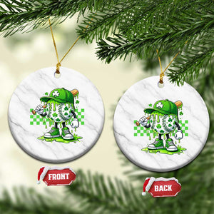 St Patricks Day Shamrock Baseball Player Gift Ceramic Ornament TS12 1pc White Marble Print Your Wear