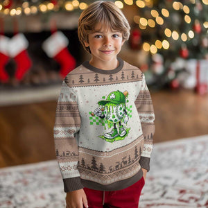 St Patricks Day Shamrock Baseball Player Gift Ugly Christmas Sweater TS12 Mocha Mousse Print Your Wear