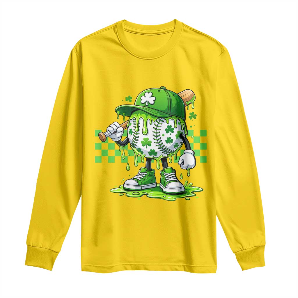 St Patricks Day Shamrock Baseball Player Gift Long Sleeve Shirt TS12 Daisy Print Your Wear