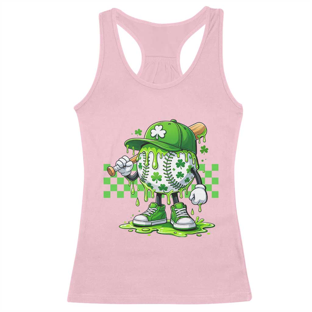 St Patricks Day Shamrock Baseball Player Gift Racerback Tank Top TS12 Light Pink Print Your Wear