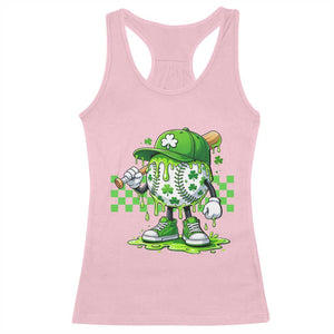 St Patricks Day Shamrock Baseball Player Gift Racerback Tank Top TS12 Light Pink Print Your Wear
