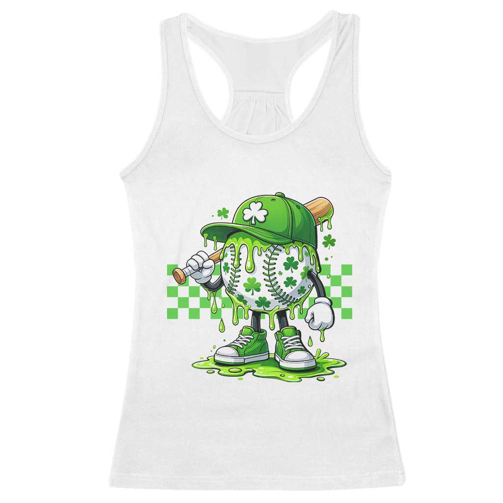 St Patricks Day Shamrock Baseball Player Gift Racerback Tank Top TS12 White Print Your Wear