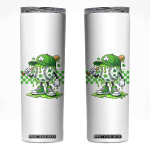 St Patricks Day Shamrock Baseball Player Gift Skinny Tumbler TS12 White Print Your Wear