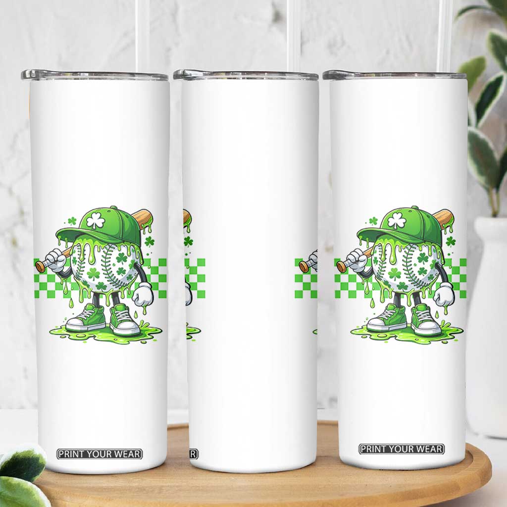 St Patricks Day Shamrock Baseball Player Gift Skinny Tumbler TS12 Print Your Wear
