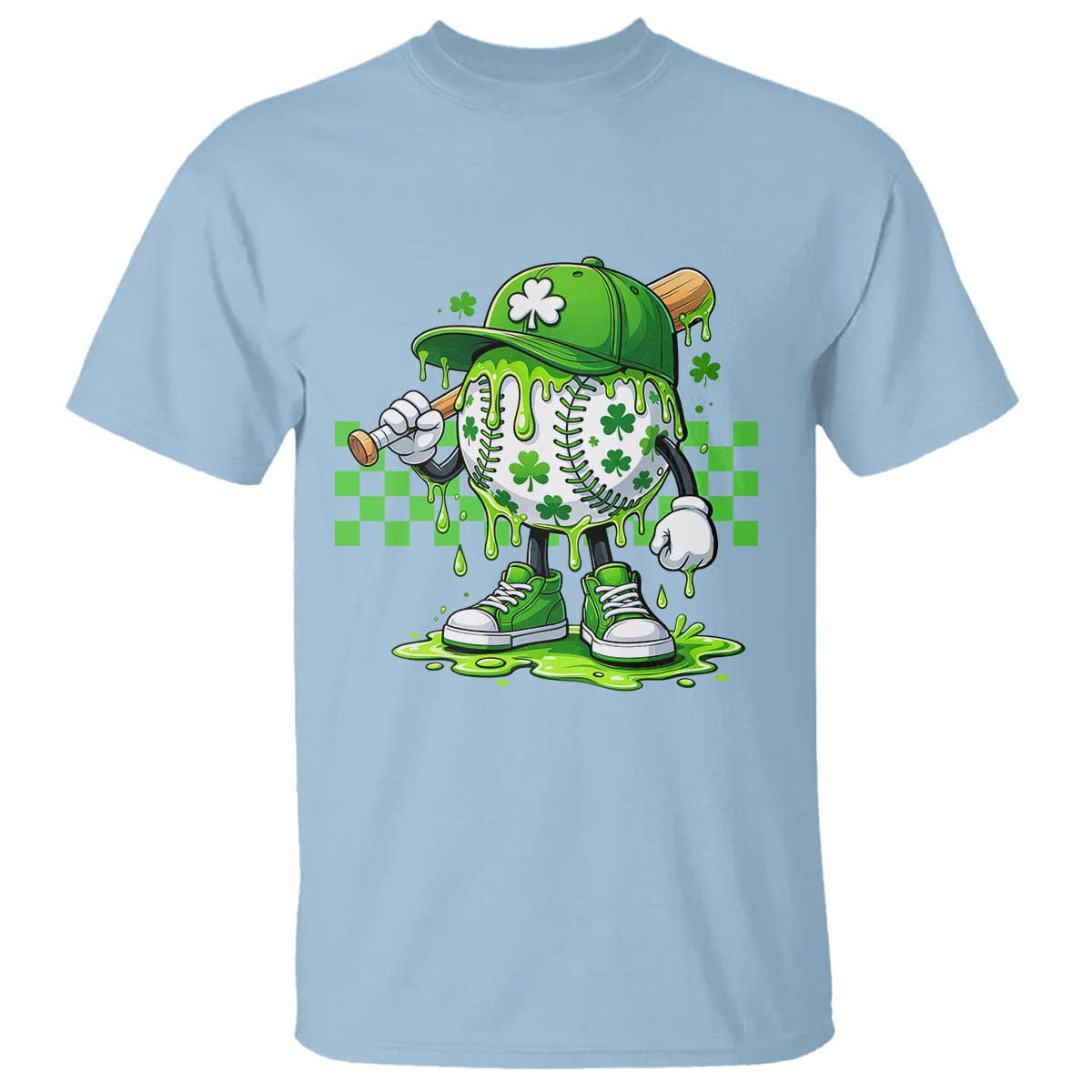 St Patricks Day Shamrock Baseball Player Gift T Shirt