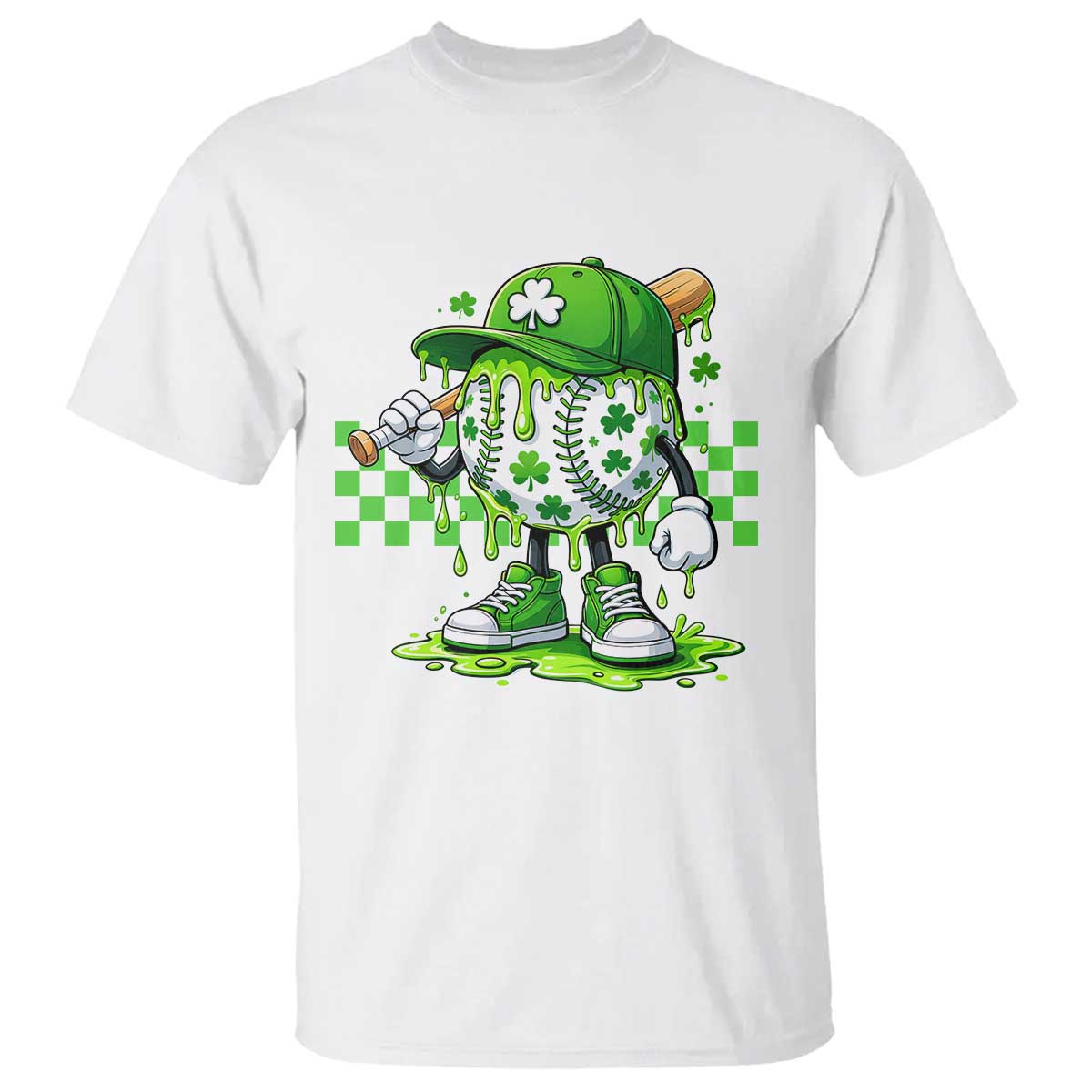 St Patricks Day Shamrock Baseball Player Gift T Shirt