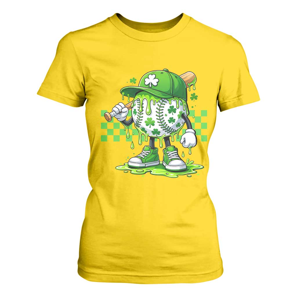 St Patricks Day Shamrock Baseball Player Gift T Shirt For Women TS12 Daisy Print Your Wear