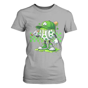 St Patricks Day Shamrock Baseball Player Gift T Shirt For Women TS12 Sport Gray Print Your Wear