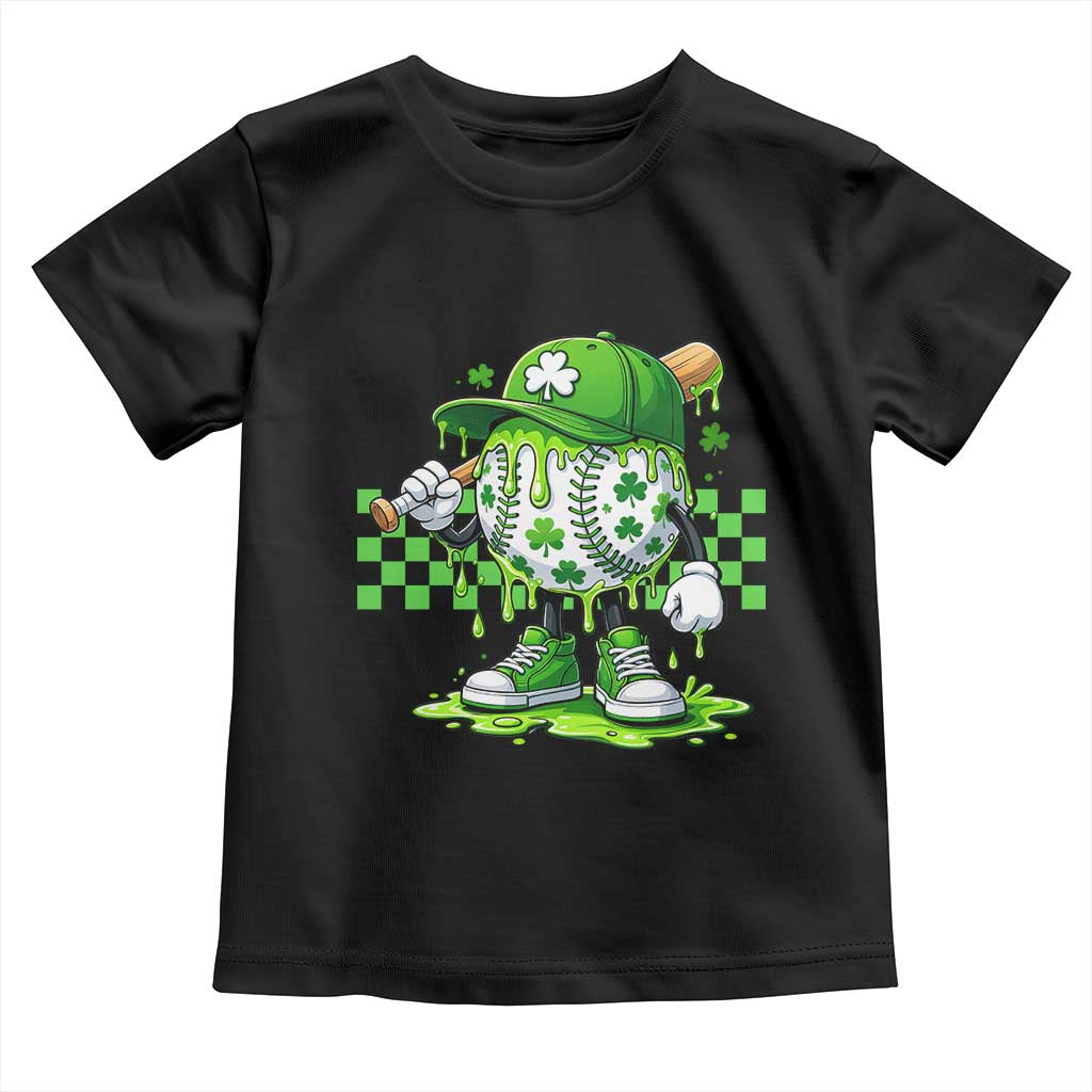 St Patricks Day Shamrock Baseball Player Gift Toddler T Shirt TS12 Black Print Your Wear