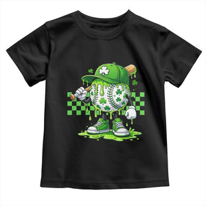 St Patricks Day Shamrock Baseball Player Gift Toddler T Shirt TS12 Black Print Your Wear