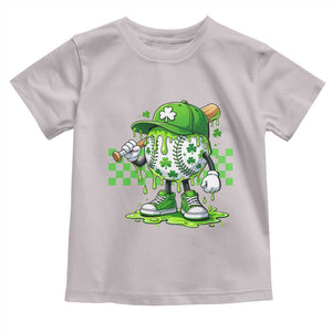 St Patricks Day Shamrock Baseball Player Gift Toddler T Shirt TS12 Ice Gray Print Your Wear