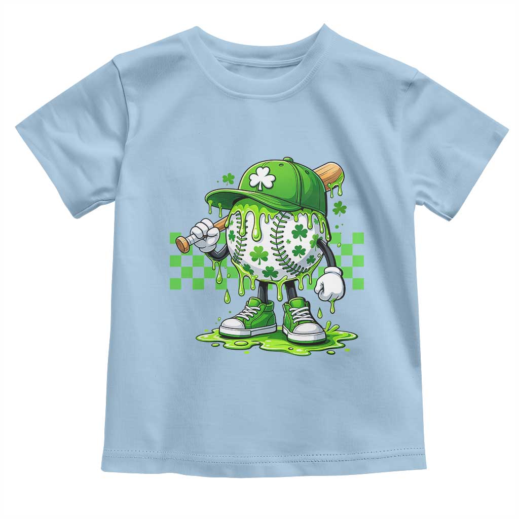St Patricks Day Shamrock Baseball Player Gift Toddler T Shirt TS12 Light Blue Print Your Wear