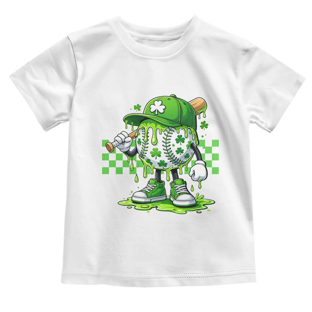 St Patricks Day Shamrock Baseball Player Gift Toddler T Shirt TS12 White Print Your Wear