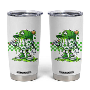 St Patricks Day Shamrock Baseball Player Gift Tumbler Cup TS12 White Print Your Wear