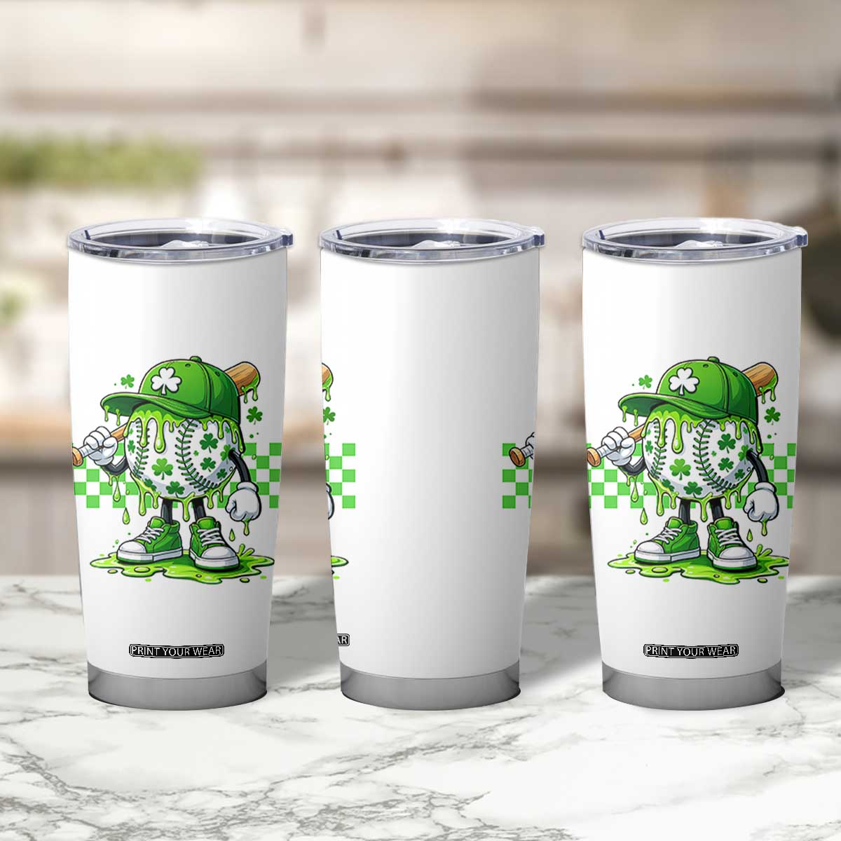 St Patricks Day Shamrock Baseball Player Gift Tumbler Cup TS12 Print Your Wear