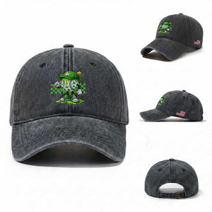 St Patricks Day Shamrock Baseball Player Gift Washed Cotton Baseball Cap TS12 Washed Cap Universal Fit Dark Gray Print Your Wear