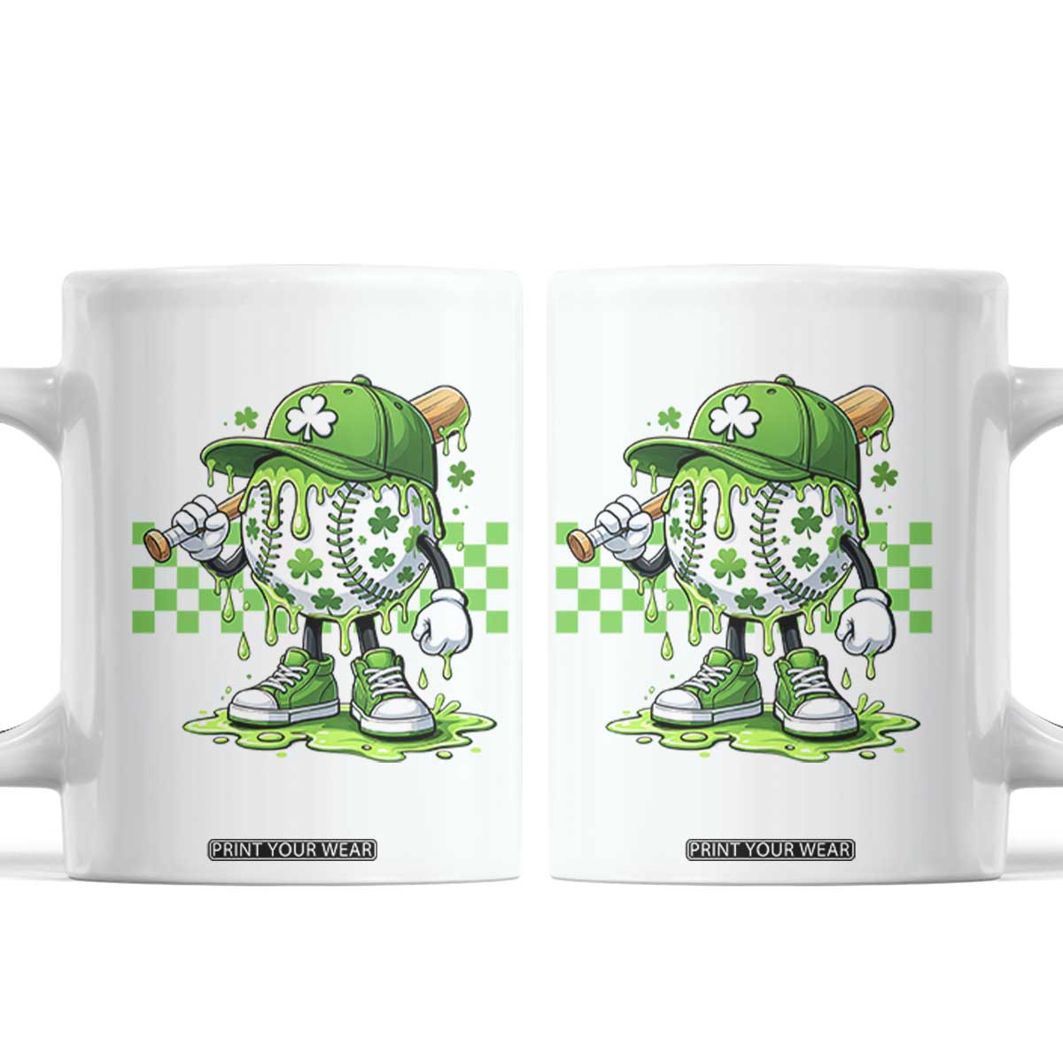 St Patricks Day Shamrock Baseball Player Gift Coffee Mug TS12 White Print Your Wear