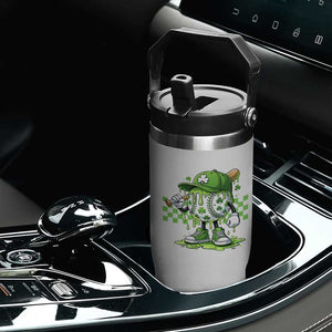 St Patricks Day Shamrock Baseball Player Gift Flip Straw Tumbler TS12 Print Your Wear