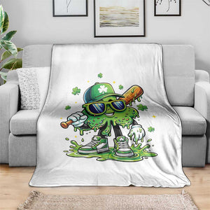 Funny St Patricks Day Clover Baseball Player Gift Throw Blanket TS12 Print Your Wear