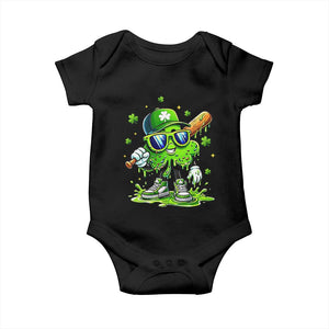 Funny St Patricks Day Clover Baseball Player Gift Baby Onesie TS12 Black Print Your Wear
