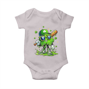 Funny St Patricks Day Clover Baseball Player Gift Baby Onesie TS12 Ice Gray Print Your Wear