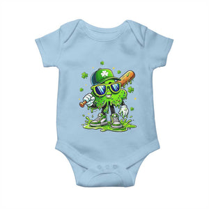 Funny St Patricks Day Clover Baseball Player Gift Baby Onesie TS12 Light Blue Print Your Wear