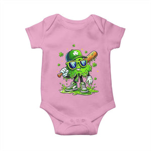 Funny St Patricks Day Clover Baseball Player Gift Baby Onesie TS12 Light Pink Print Your Wear