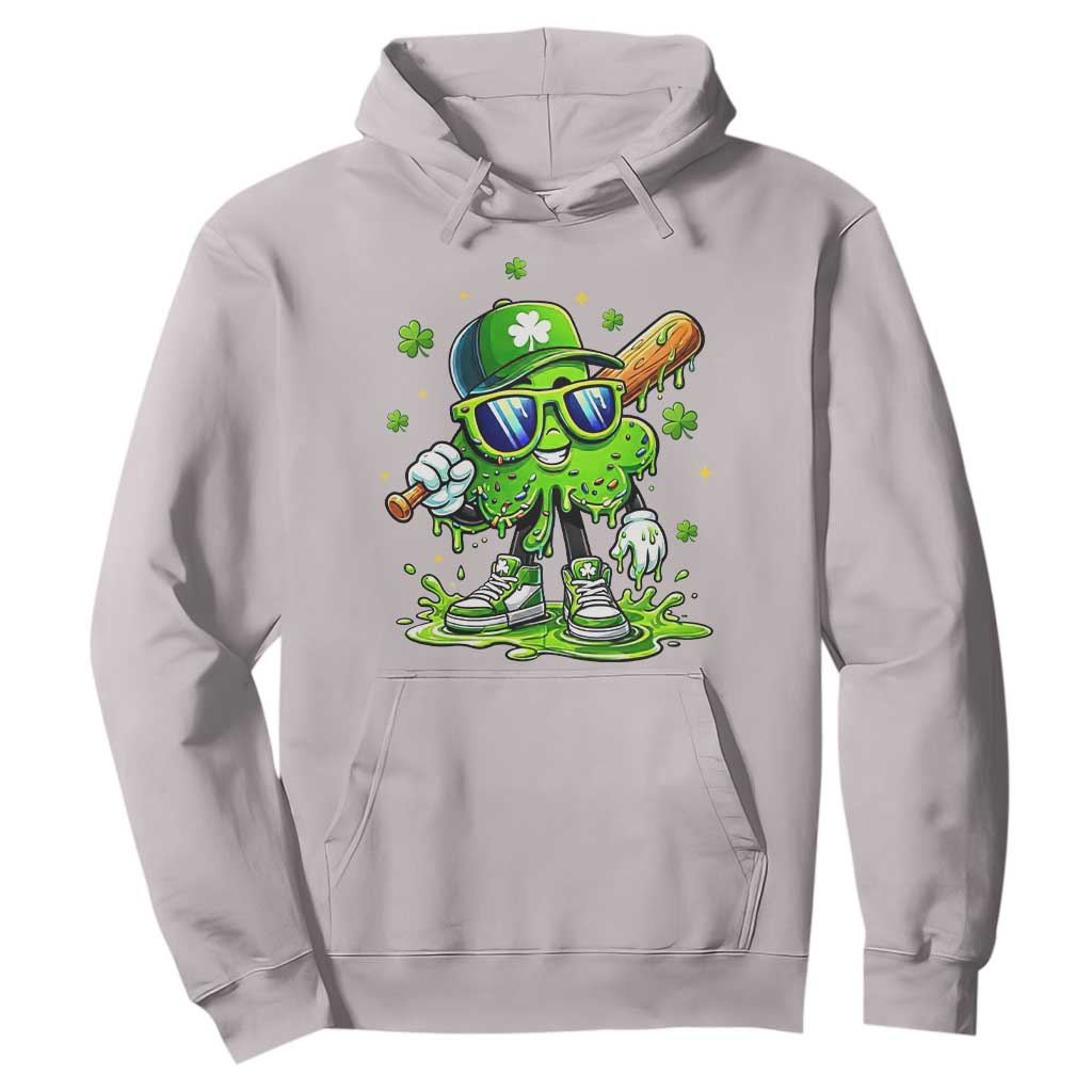 Funny St Patricks Day Clover Baseball Player Gift Hoodie TS12 Ice Gray Print Your Wear