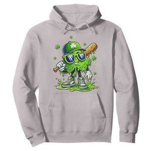 Funny St Patricks Day Clover Baseball Player Gift Hoodie TS12 Ice Gray Print Your Wear