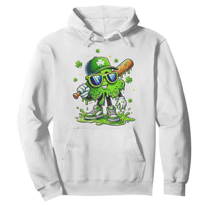 Funny St Patricks Day Clover Baseball Player Gift Hoodie TS12 White Print Your Wear