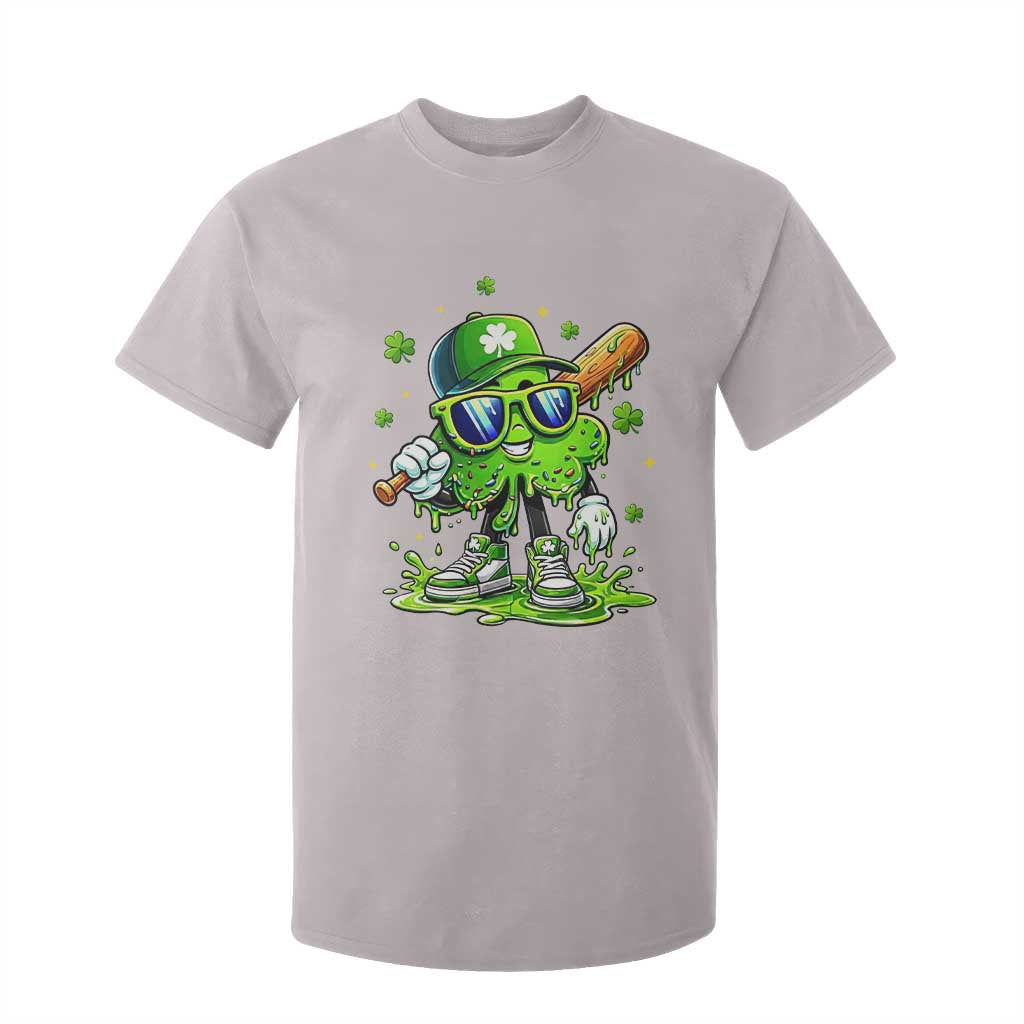 Funny St Patricks Day Clover Baseball Player Gift T Shirt For Kid TS12 Ice Gray Print Your Wear