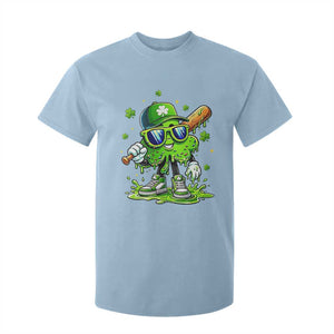 Funny St Patricks Day Clover Baseball Player Gift T Shirt For Kid TS12 Light Blue Print Your Wear