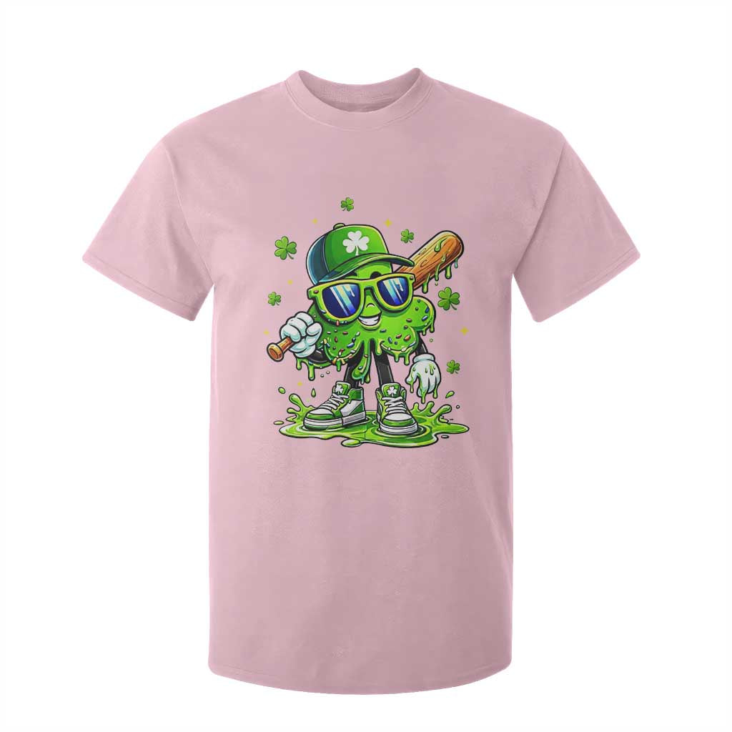 Funny St Patricks Day Clover Baseball Player Gift T Shirt For Kid TS12 Light Pink Print Your Wear