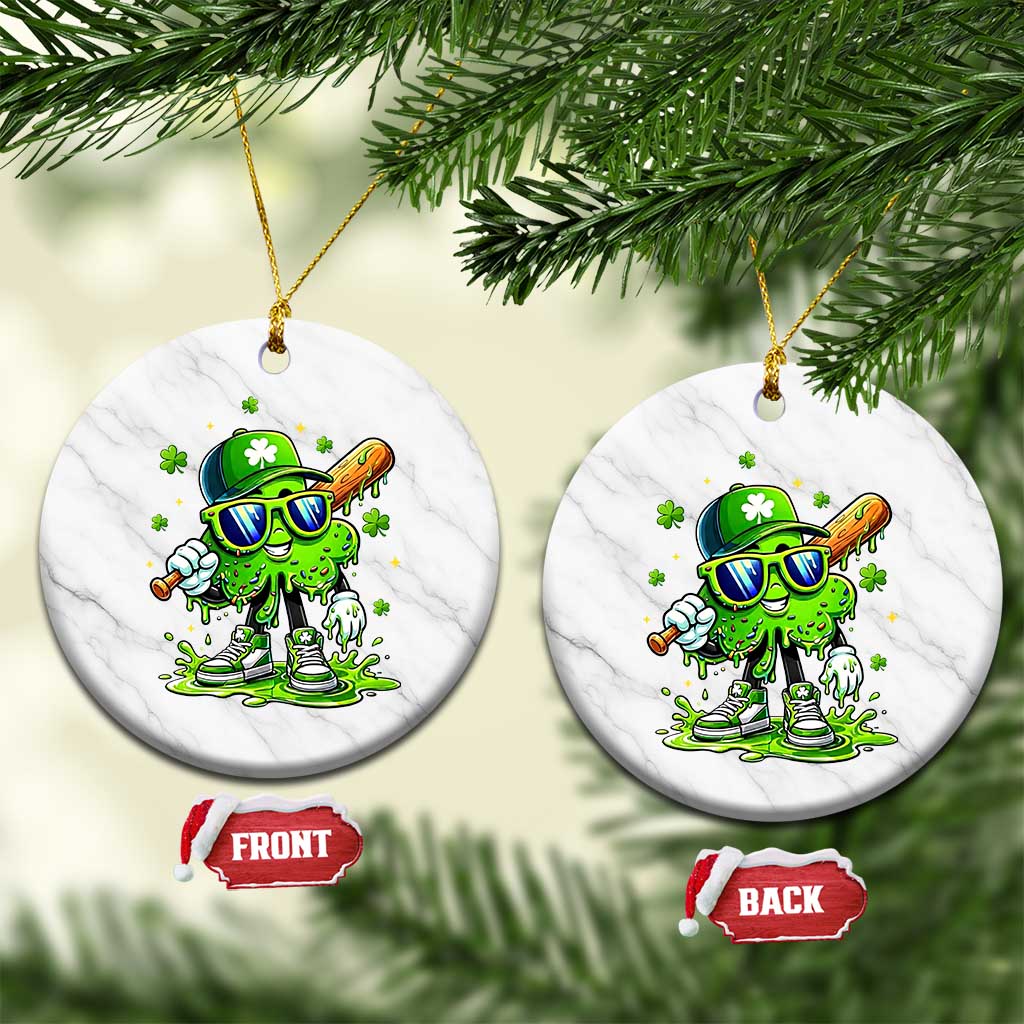 Funny St Patricks Day Clover Baseball Player Gift Ceramic Ornament TS12 1pc White Marble Print Your Wear