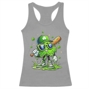 Funny St Patricks Day Clover Baseball Player Gift Racerback Tank Top TS12 Sport Gray Print Your Wear