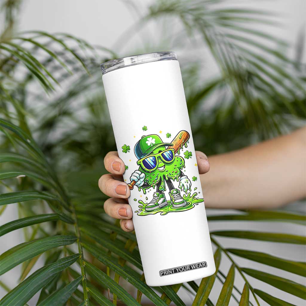 Funny St Patricks Day Clover Baseball Player Gift Skinny Tumbler TS12 Print Your Wear