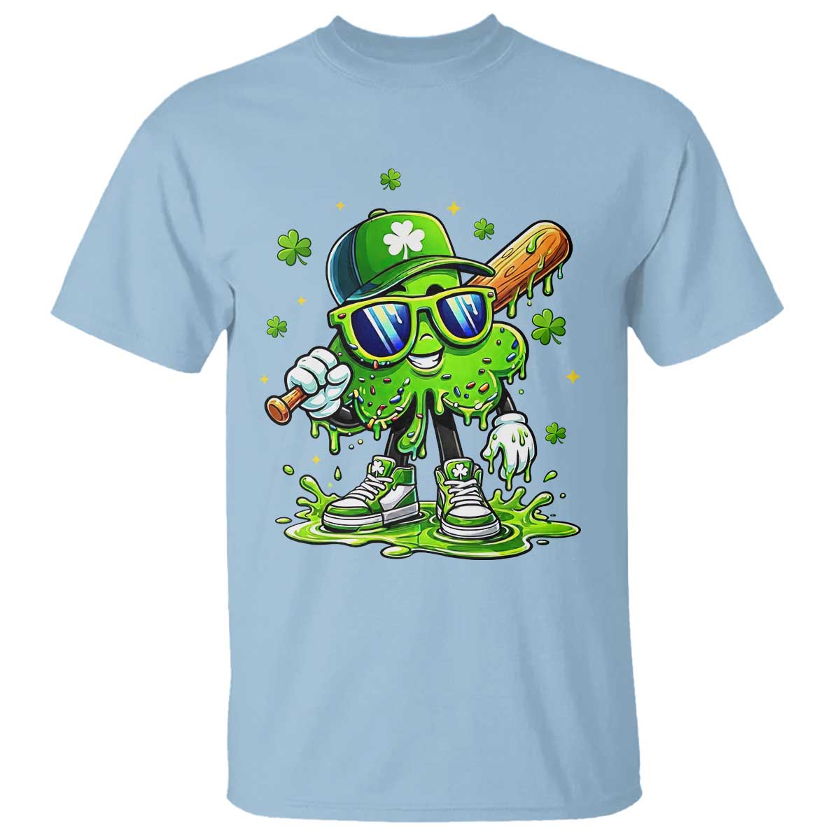 Funny St Patricks Day Clover Baseball Player Gift T Shirt