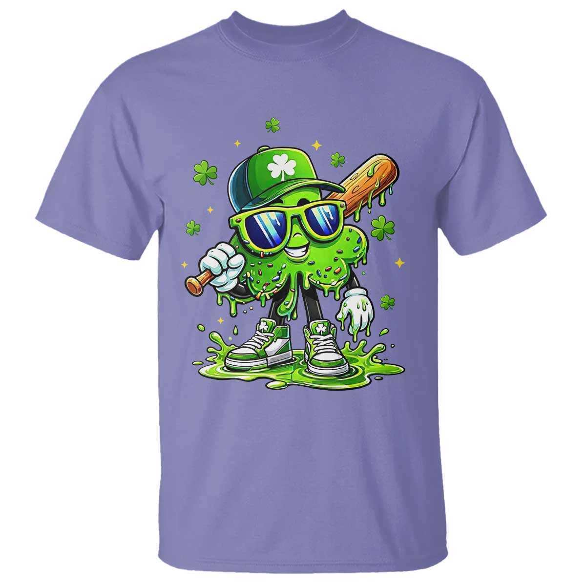 Funny St Patricks Day Clover Baseball Player Gift T Shirt TS12 Violet Print Your Wear
