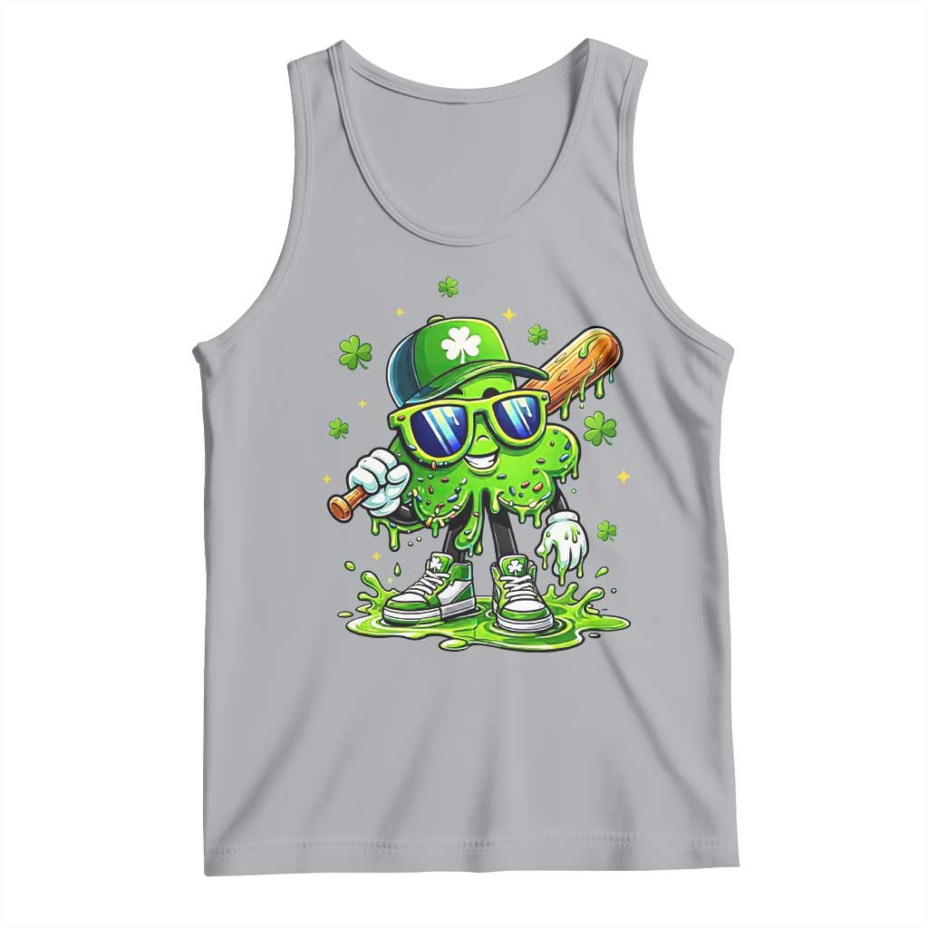 Funny St Patricks Day Clover Baseball Player Gift Tank Top TS12 Athletic Heather Print Your Wear